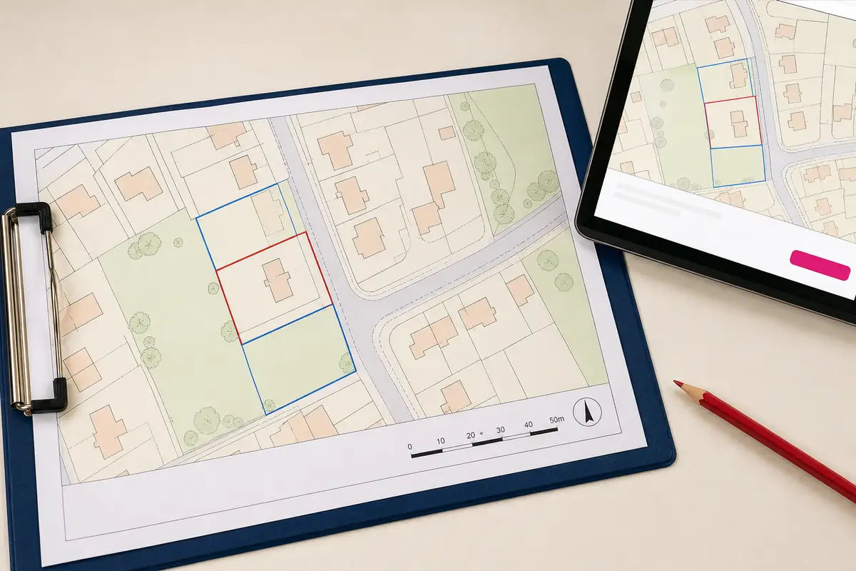 An stylised image representing planning maps on a clipboard