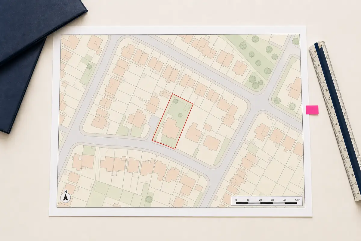 Closer 1:1250 location plan showing a residential site outlined in red