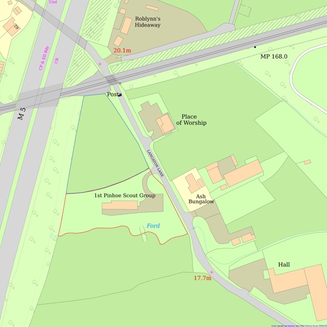 Acceptable red outline for a rural property.