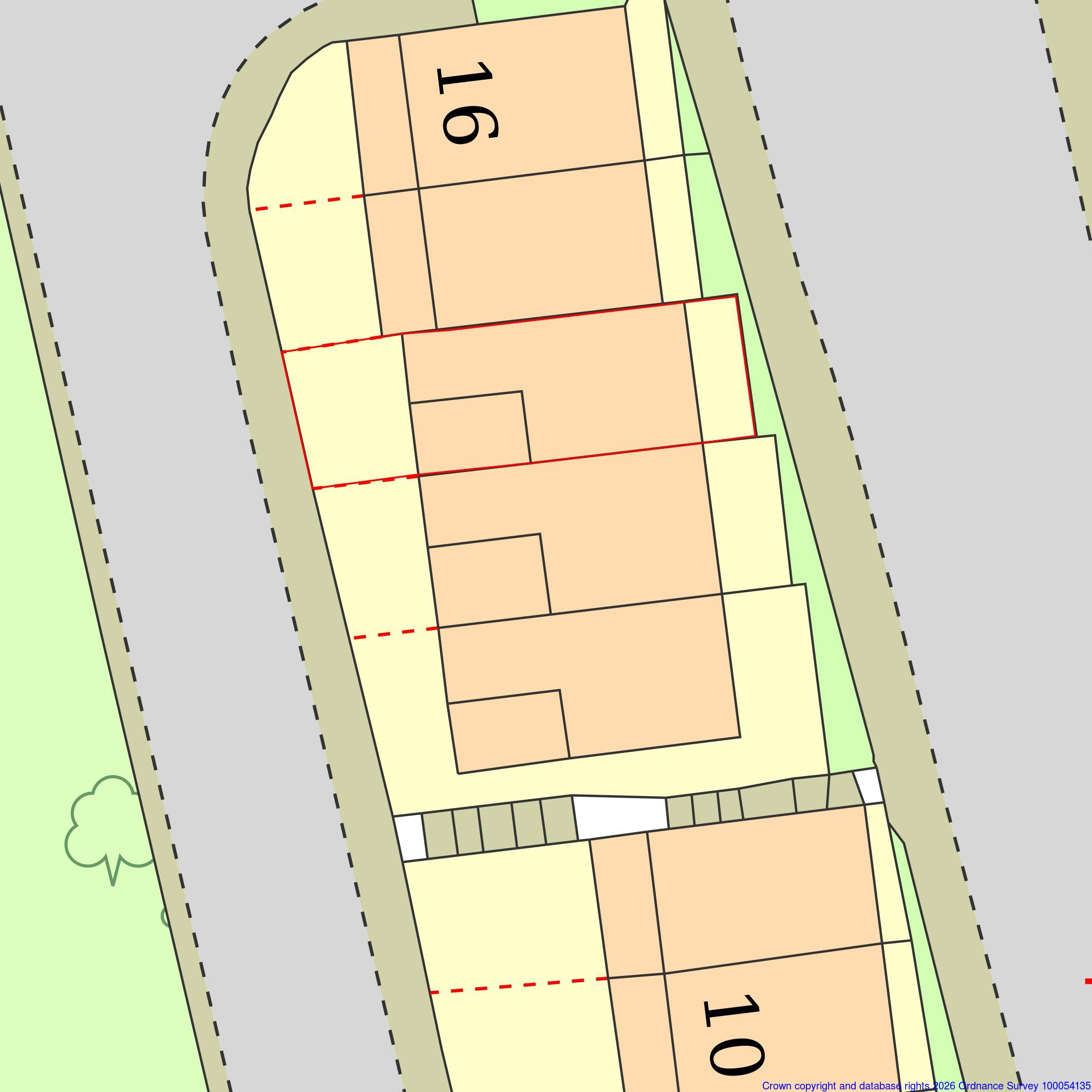 Example of a correctly drawn red line boundary