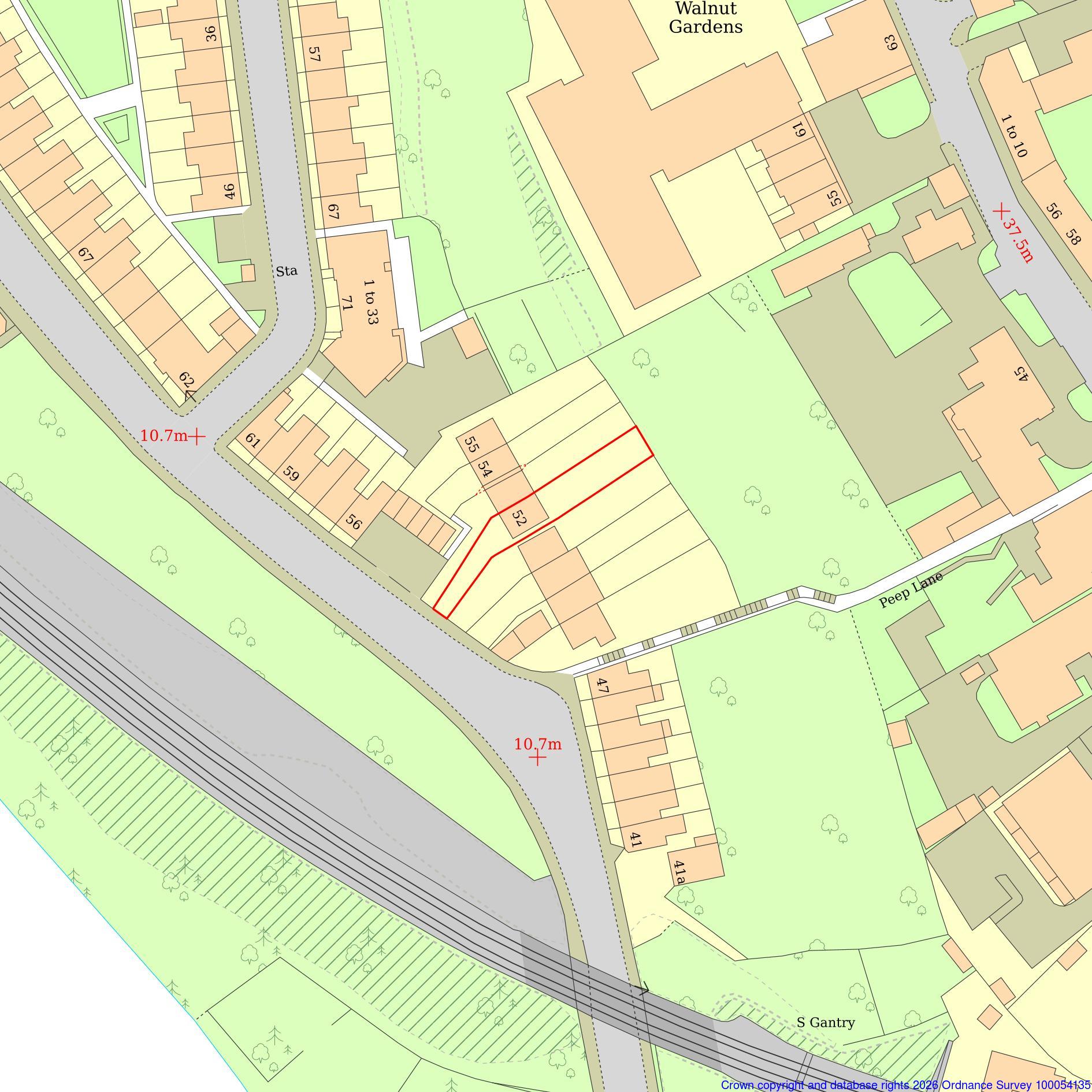Example of a property shown with red boundary and identifying location